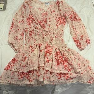 Princess Polly Red and Pink Ruffled Wrap Sundress